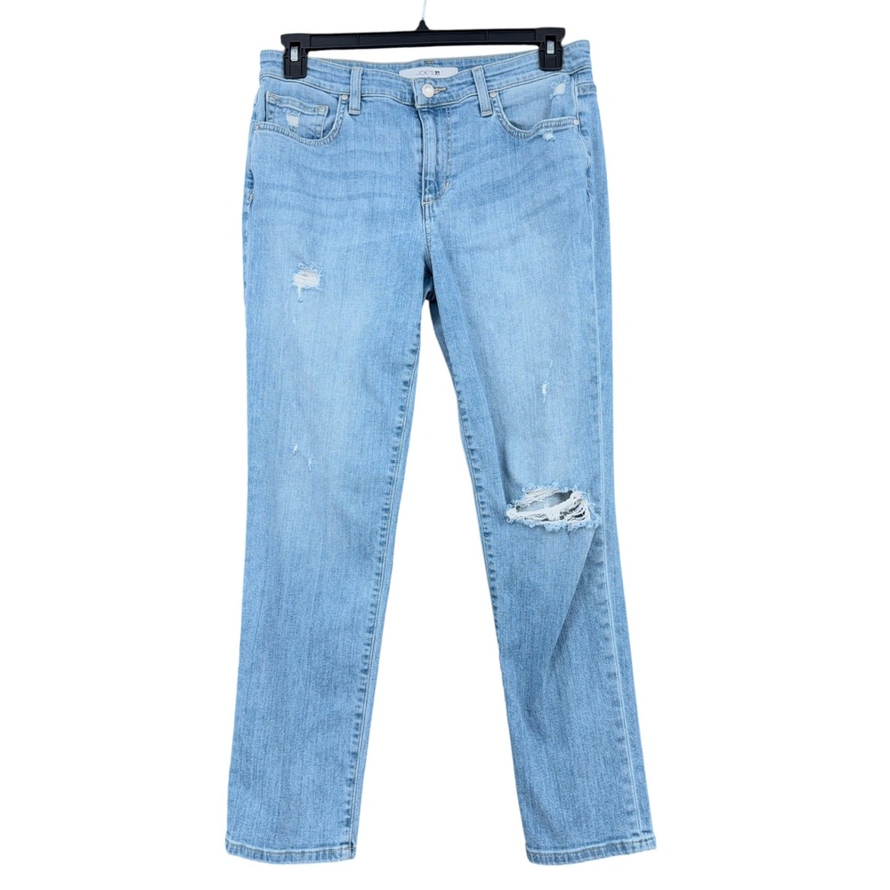 Joe's Jeans Boyfriend Slim Ankle Women 28 Cotton Spandex Light Blue Distressed